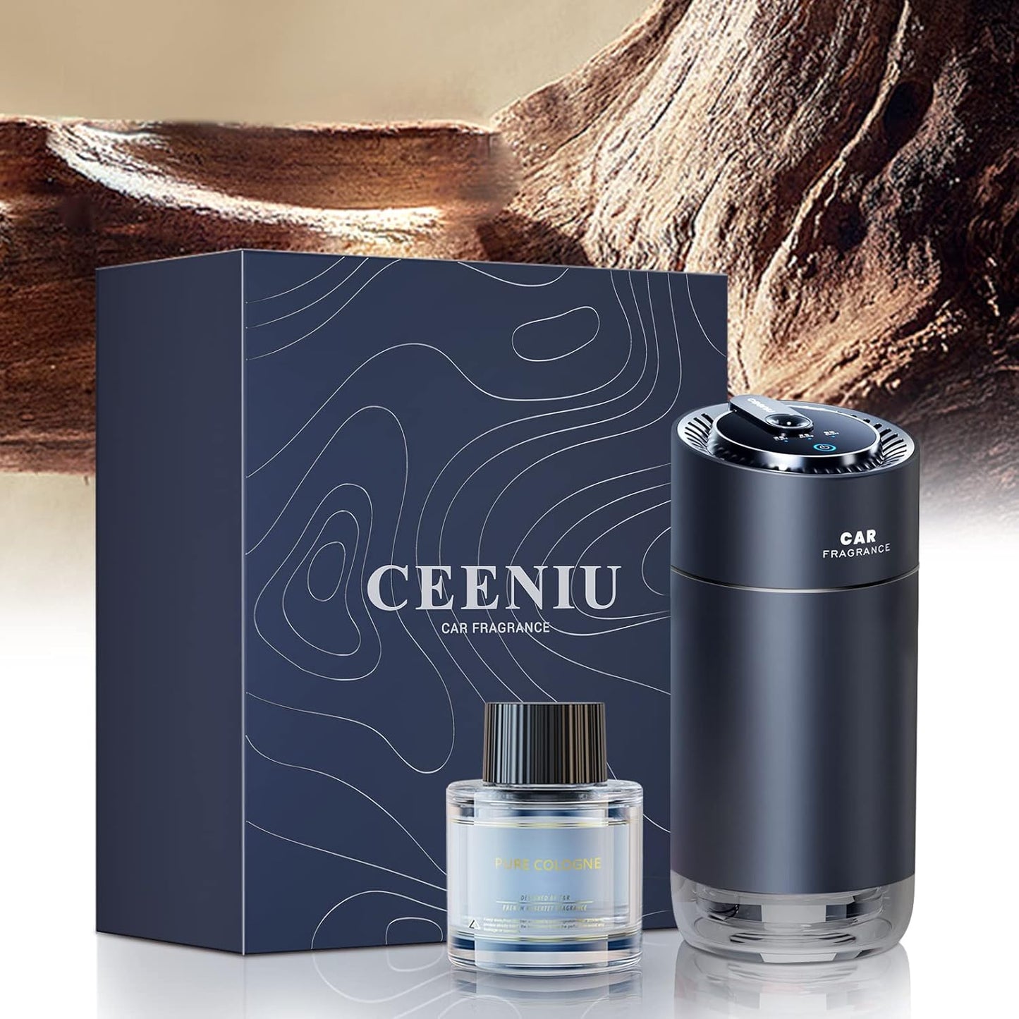 Smart Car Air Fresheners, New Smell Experience by Ultrasonic Mist, Auto On/Off, Powerful Built-In Battery, Natural Fragrance, Adjustable Car Freshener, Cologne Scent